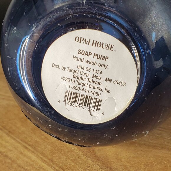 Blue Embossed Plastic with Gold Pump Soap Dispenser - Picture 4 of 5